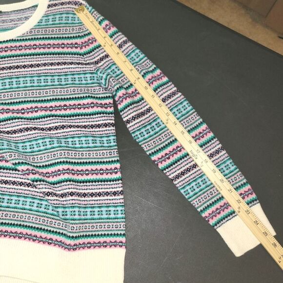 Talbots Fair Isle Lambs Wool Crewneck Sweater Medium - Picture 8 of 9